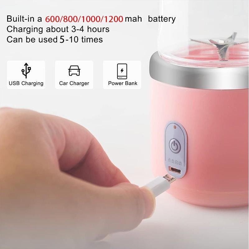 Electric Juicer 6 Blades USB Smoothie Blender Portable Wireless Mini Charging Fruit Squeezer Ice Crush Cup Kitchen Tool