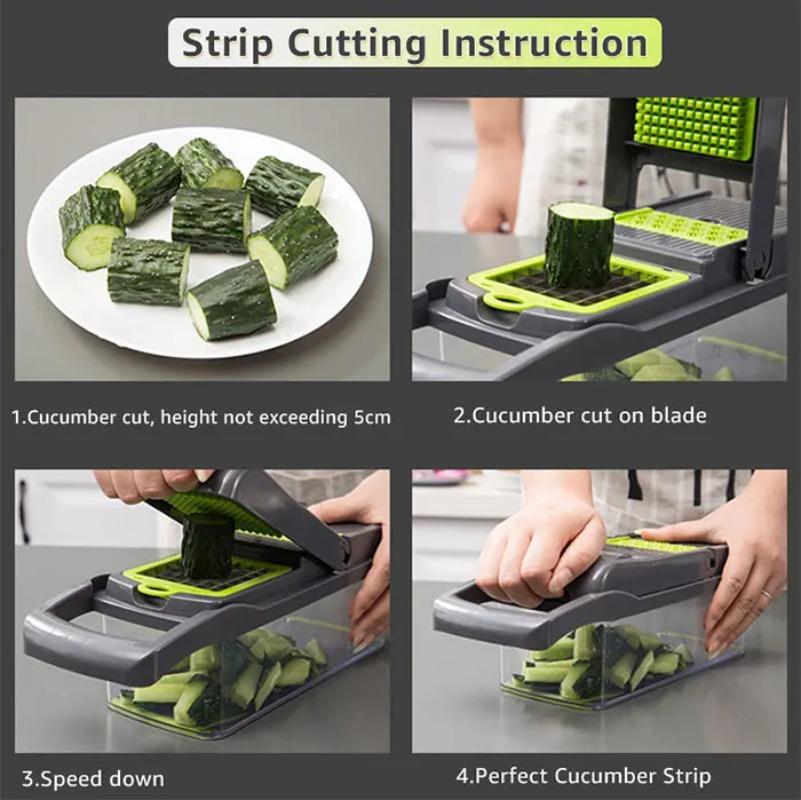 Multifunctional vegetable chopper 14/16 in one chopper handle food grate chopper kitchen vegetable slicer dicing machine cutting