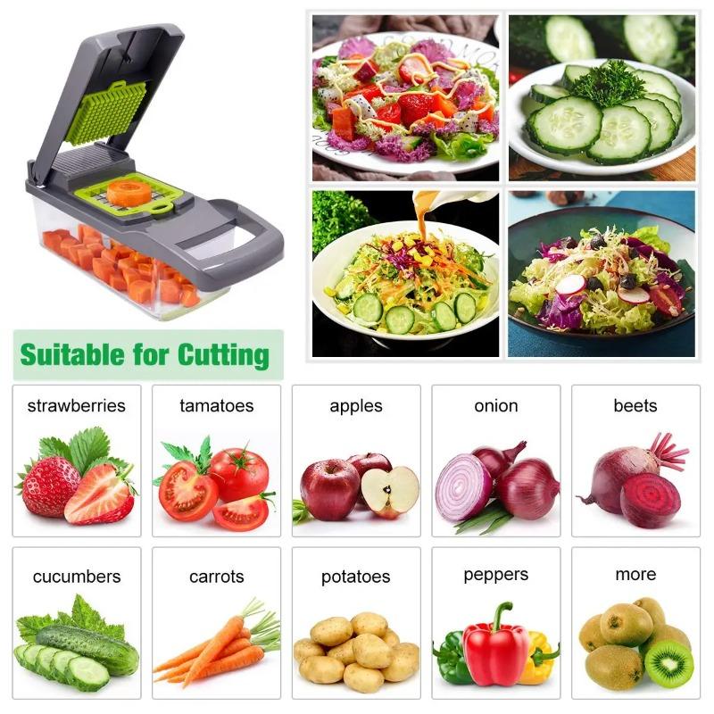 Multifunctional vegetable chopper 14/16 in one chopper handle food grate chopper kitchen vegetable slicer dicing machine cutting