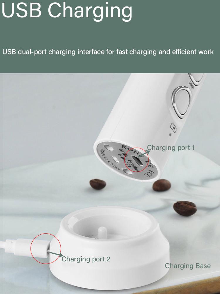 3 In 1 Portable Electric Milk Frother Foam Maker Handheld Rechargeable Foamer High Speeds Drink Mixer Coffee Frothing Wand