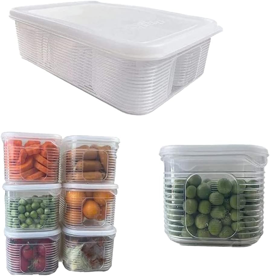 Fridge Organizer Containers Fresh Vegetable Fruit Drain Basket Refrigerator Storage Box With Lid Kitchen Tools Accessories