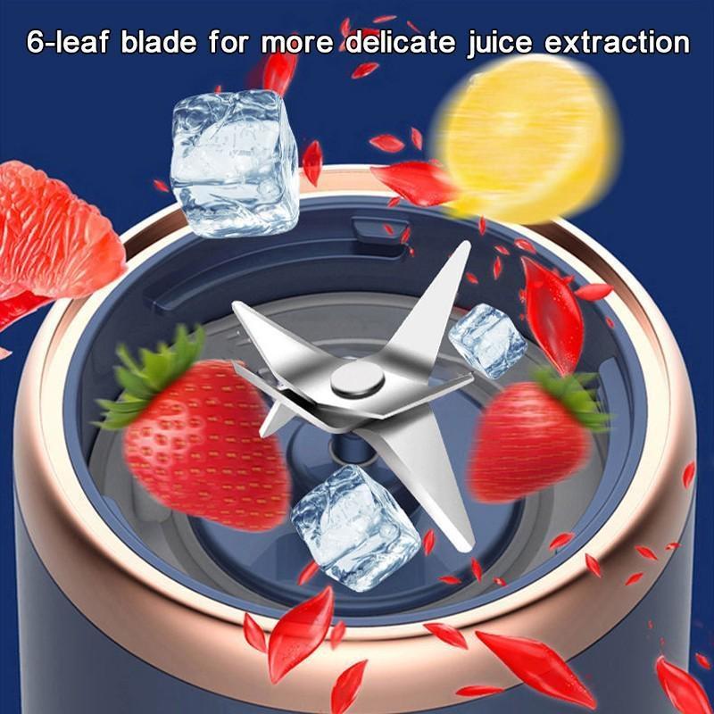 Electric Juicer 6 Blades USB Smoothie Blender Portable Wireless Mini Charging Fruit Squeezer Ice Crush Cup Kitchen Tool