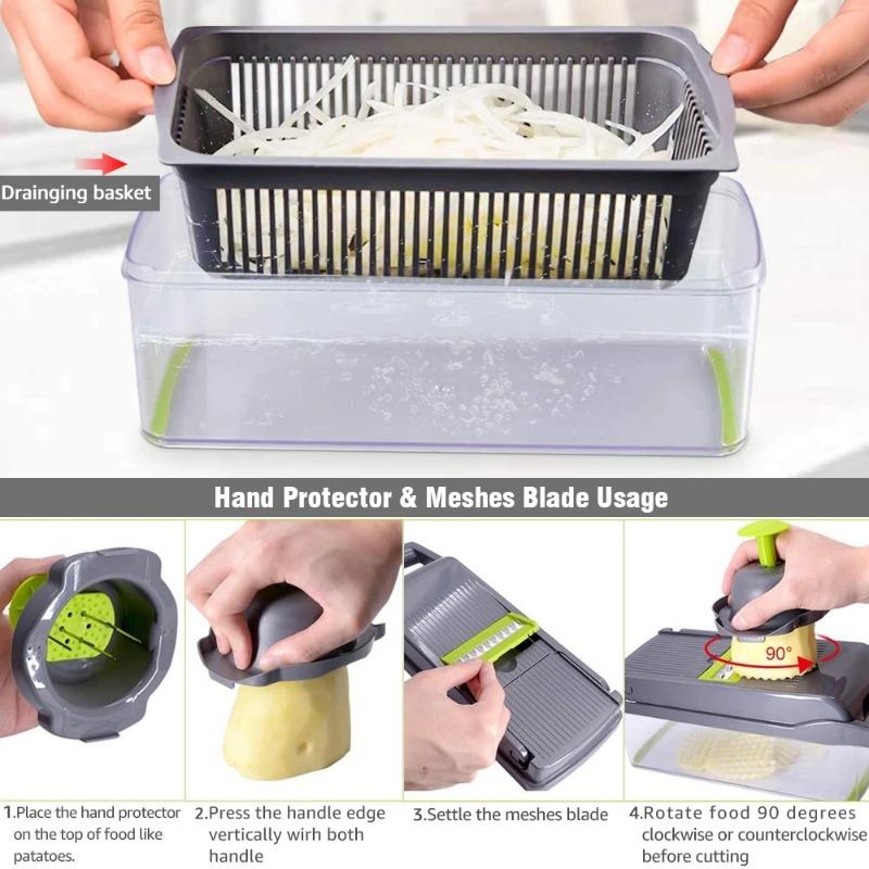 Multifunctional vegetable chopper 14/16 in one chopper handle food grate chopper kitchen vegetable slicer dicing machine cutting