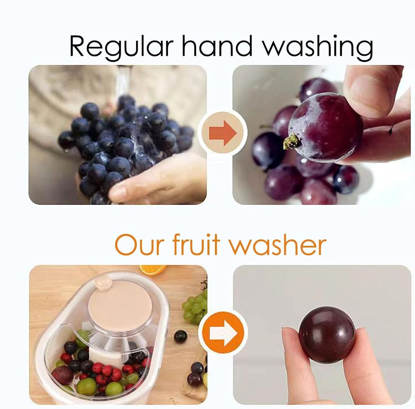 Fruit Washer Bowl - Veggie Spinner, Fruit And Veg Washer | Kitchen Scrubber, Labor-Saving, Efficient Cleaning For Berries, Fruits & Vegetables, Greens