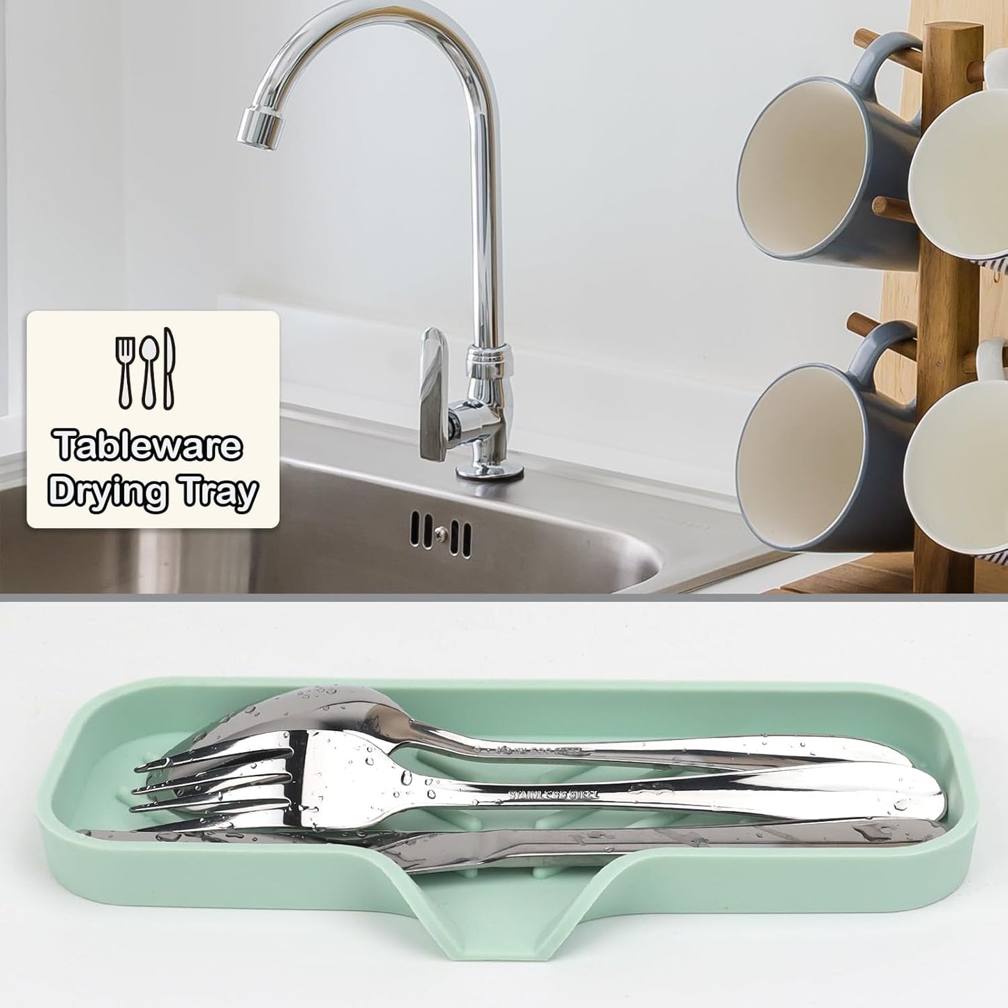 Silicone Faucet Mat Kitchen Sink Tray Soap Dispenser Sponge Drain Pad Sink Splash Drying Mat Countertop Storage Tray Soap Tray