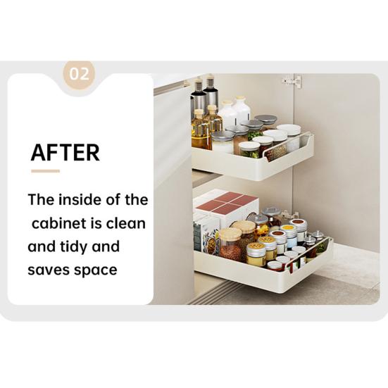 Pull Out Spice Rack Organizer with Smooth Slide Rails No Tools Required Kitchen Cabinet Storage Drawer for Maximum Space