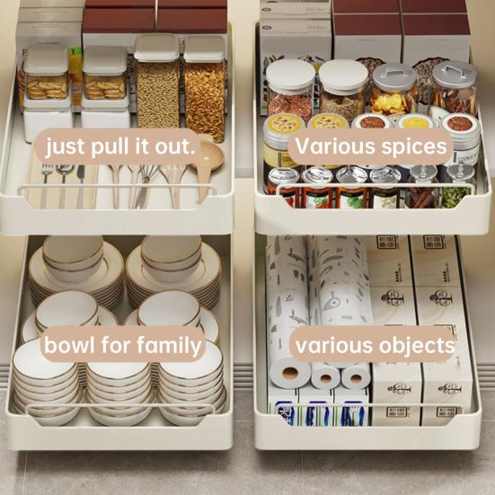 Pull Out Spice Rack Organizer with Smooth Slide Rails No Tools Required Kitchen Cabinet Storage Drawer for Maximum Space