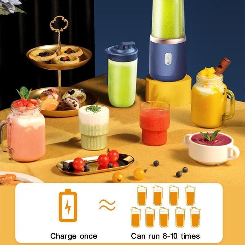 Electric Juicer 6 Blades USB Smoothie Blender Portable Wireless Mini Charging Fruit Squeezer Ice Crush Cup Kitchen Tool