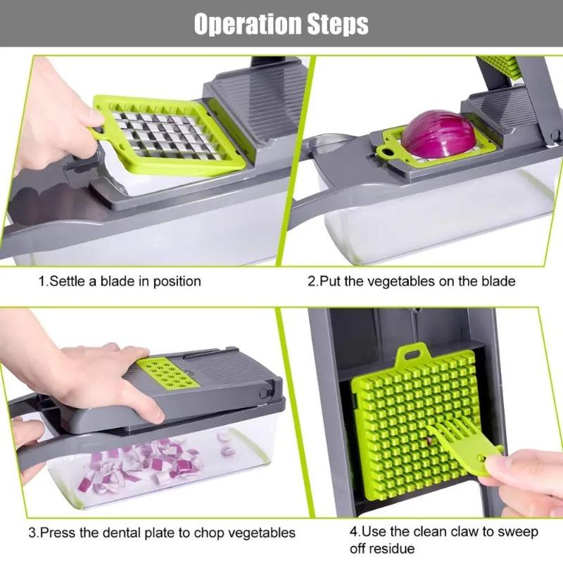 Multifunctional vegetable chopper 14/16 in one chopper handle food grate chopper kitchen vegetable slicer dicing machine cutting