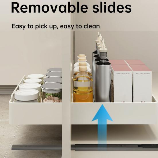 Pull Out Spice Rack Organizer with Smooth Slide Rails No Tools Required Kitchen Cabinet Storage Drawer for Maximum Space