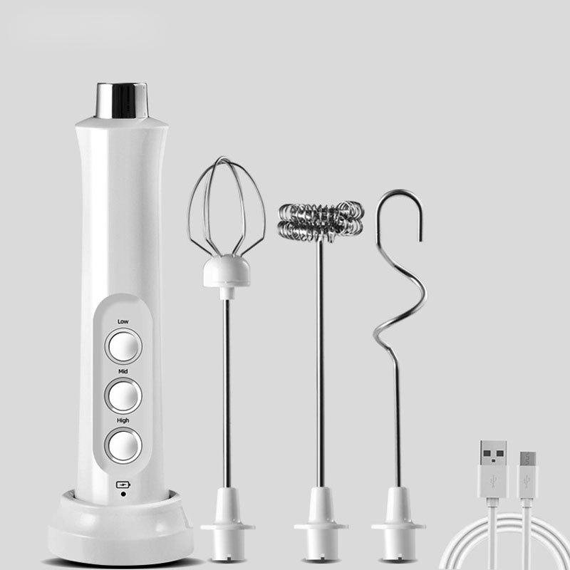 3 In 1 Portable Electric Milk Frother Foam Maker Handheld Rechargeable Foamer High Speeds Drink Mixer Coffee Frothing Wand