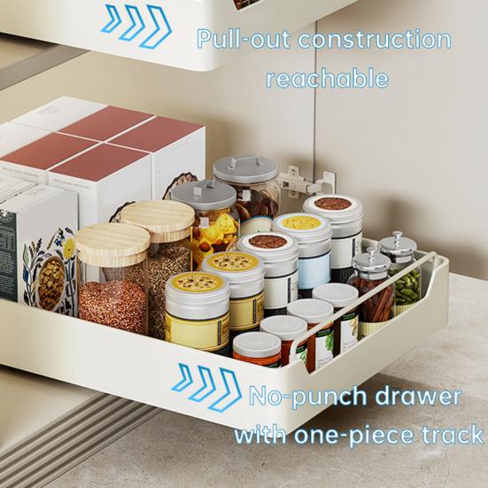 Pull Out Spice Rack Organizer with Smooth Slide Rails No Tools Required Kitchen Cabinet Storage Drawer for Maximum Space