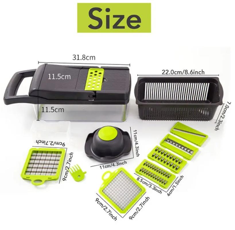 Multifunctional vegetable chopper 14/16 in one chopper handle food grate chopper kitchen vegetable slicer dicing machine cutting