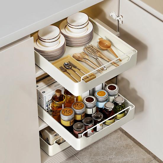 Pull Out Spice Rack Organizer with Smooth Slide Rails No Tools Required Kitchen Cabinet Storage Drawer for Maximum Space