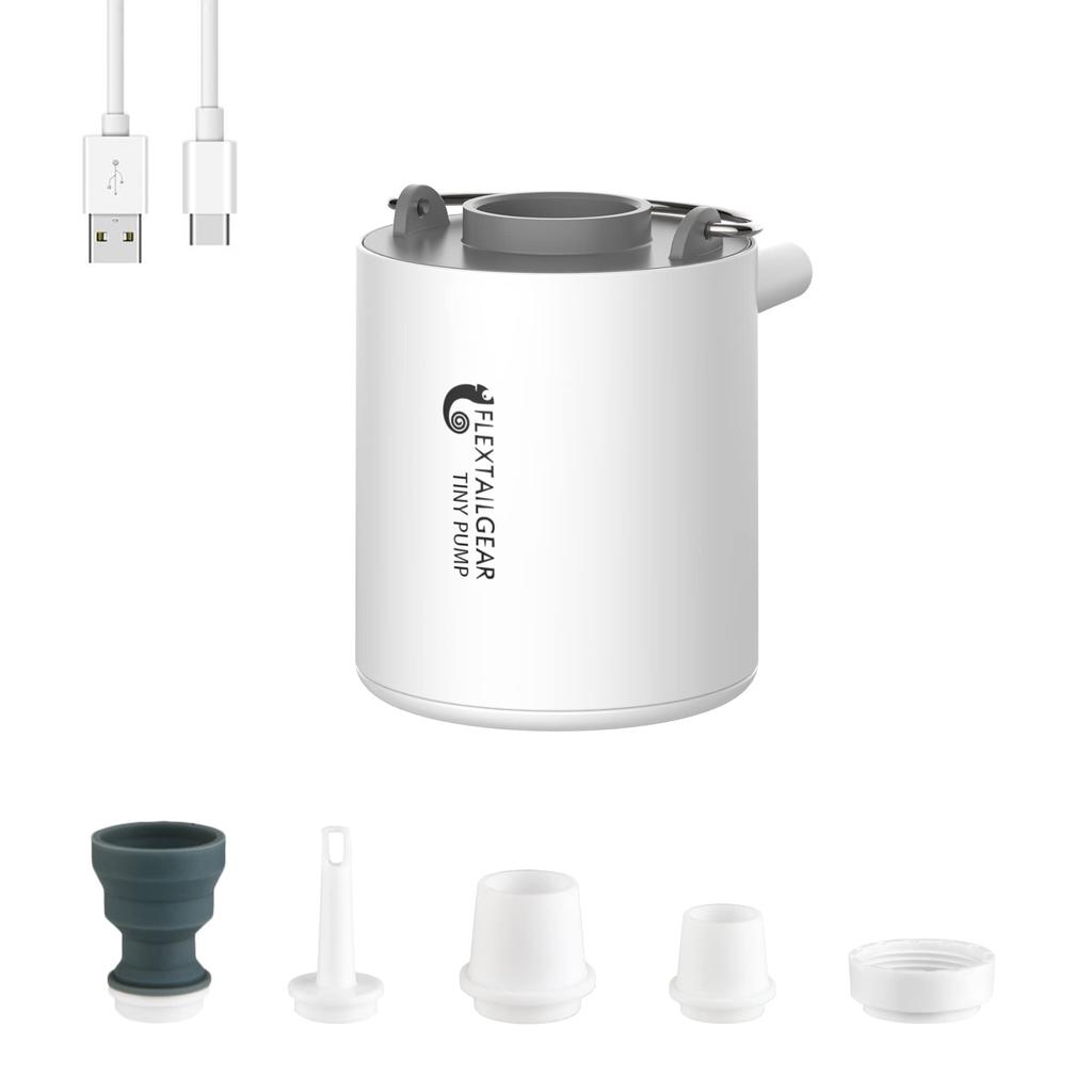FLEXTAILGEAR TINY PUMP Portable Air Pump 1300mAh 13.5W USB Rechargeable Lightest Pump 3.5Kpa InflatorDeflate Electric Pump Pool Buoy Float Vacuum Bag